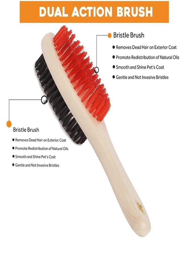 Pups&Pets فرشاة تنظيف الحيوانات الأليفة الخشبية الناعمة ذات الوجهين من Pups&Pets للكلاب والقطط (عبوة من قطعة واحدة) - Image 2